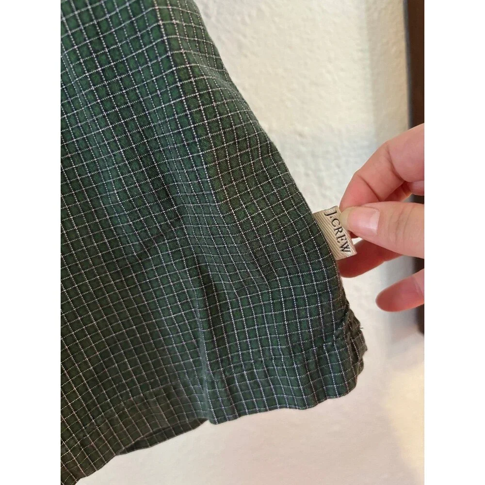 Vintage J Crew Plaid Short Sleeve Button Up Shirt Y2K Retro L grunge skater